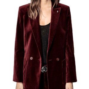 Zadig & Voltaire Velvet Blazer - Burgundy - Size Small